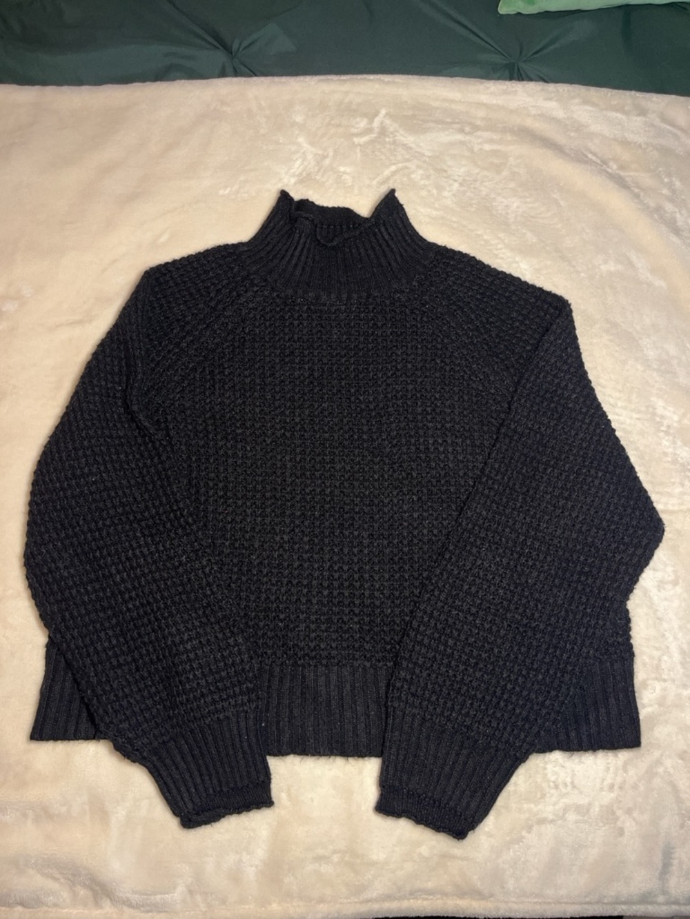 American Eagle Outfitters Black Chunky Knit Mock Neck Sweater